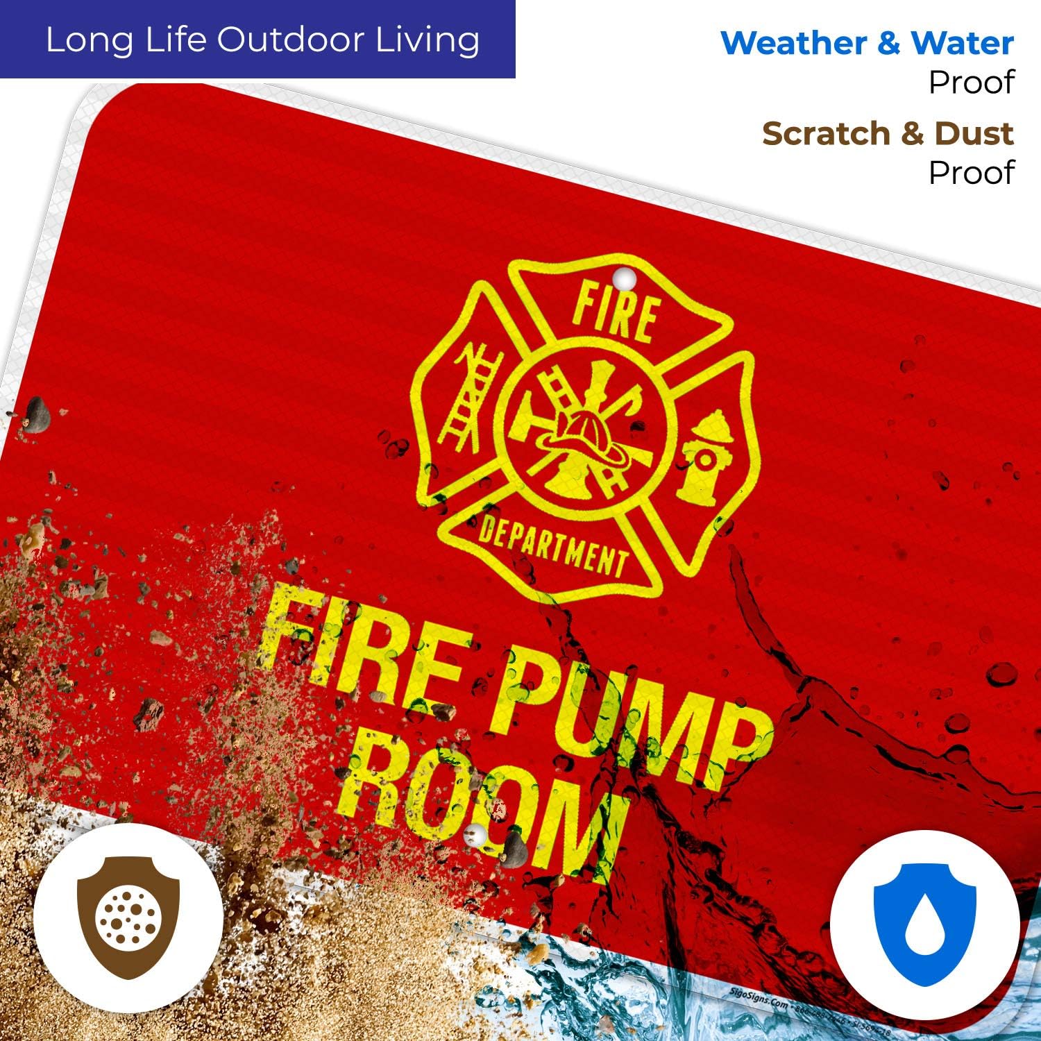 Fire Pump Room Sign, Fire Safety Sign, 12x18 Inches, 3M EGP Reflective .063 Aluminum, Fade Resistant, Indoor/Outdoor Use, Made in USA