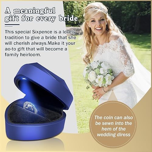 Miniatura 5 de Blue Sixpence Coin Caja de regalo de boda para novia, madre de la novia, zapato de boda