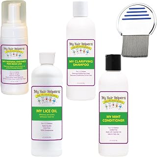 My Hair Helpers Complete Family Head Lice Treatment Kit includes Nit Comb, Works for 2-4 Kids