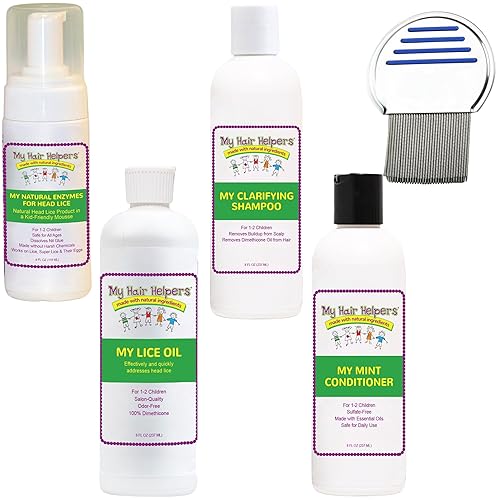 My Hair Helpers Kit completo de tratamiento de piojos para la cabeza incluye peine de liendre, funciona para niños de 2 a 4 años