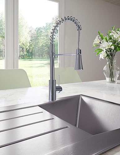 Miniatura 3 de Design House 593863 Spencer Grifo de cocina de chef de estilo comercial de una sola manija, níquel satinado