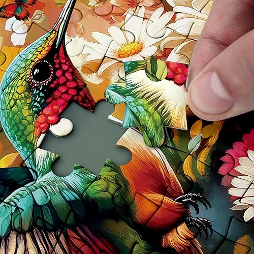 Miniatura 4 de Rompecabezas de flores coloridas de colibrí, 1000 piezas para adultos, pájaro, girasol, mariposa, naturaleza, rompecabezas de plantas, primavera,