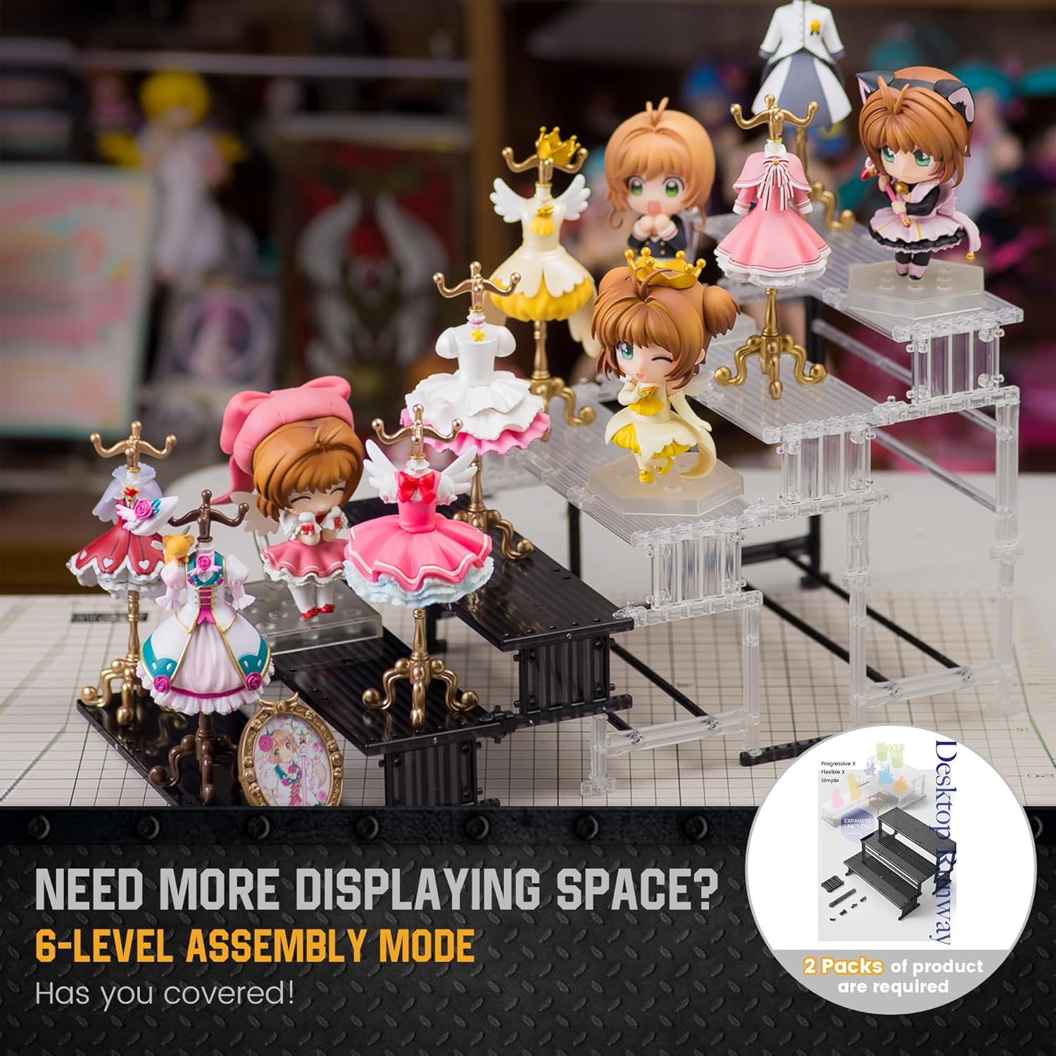 SPARKSTOY 3-Tier Clear Display Risers, Detachable Figure Shelf for Collectibles, Funko Pop, Figures & Desktop Decor | DIY Acrylic-Style Display Stands for Toys, Miniatures, Dessert Tables & Perfume