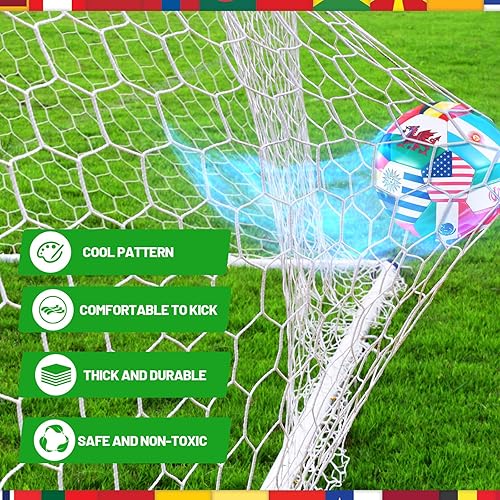 Miniatura 4 de Realspring Balón de fútbol con bandera internacional del mundo, tamaño 5, bandera de país, operación de fiesta, bolas de fútbol de Navidad con bomba