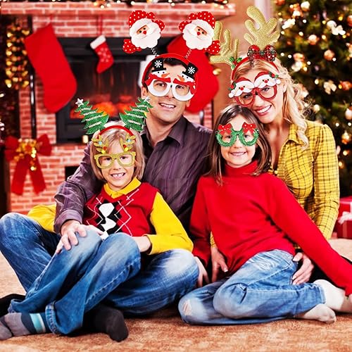 Miniatura 7 de MGparty Juego de 18 diademas y lentes de Navidad con 18 bonitos diseños, exquisitos accesorios de decoración para fiestas de Navidad, recuerdos de