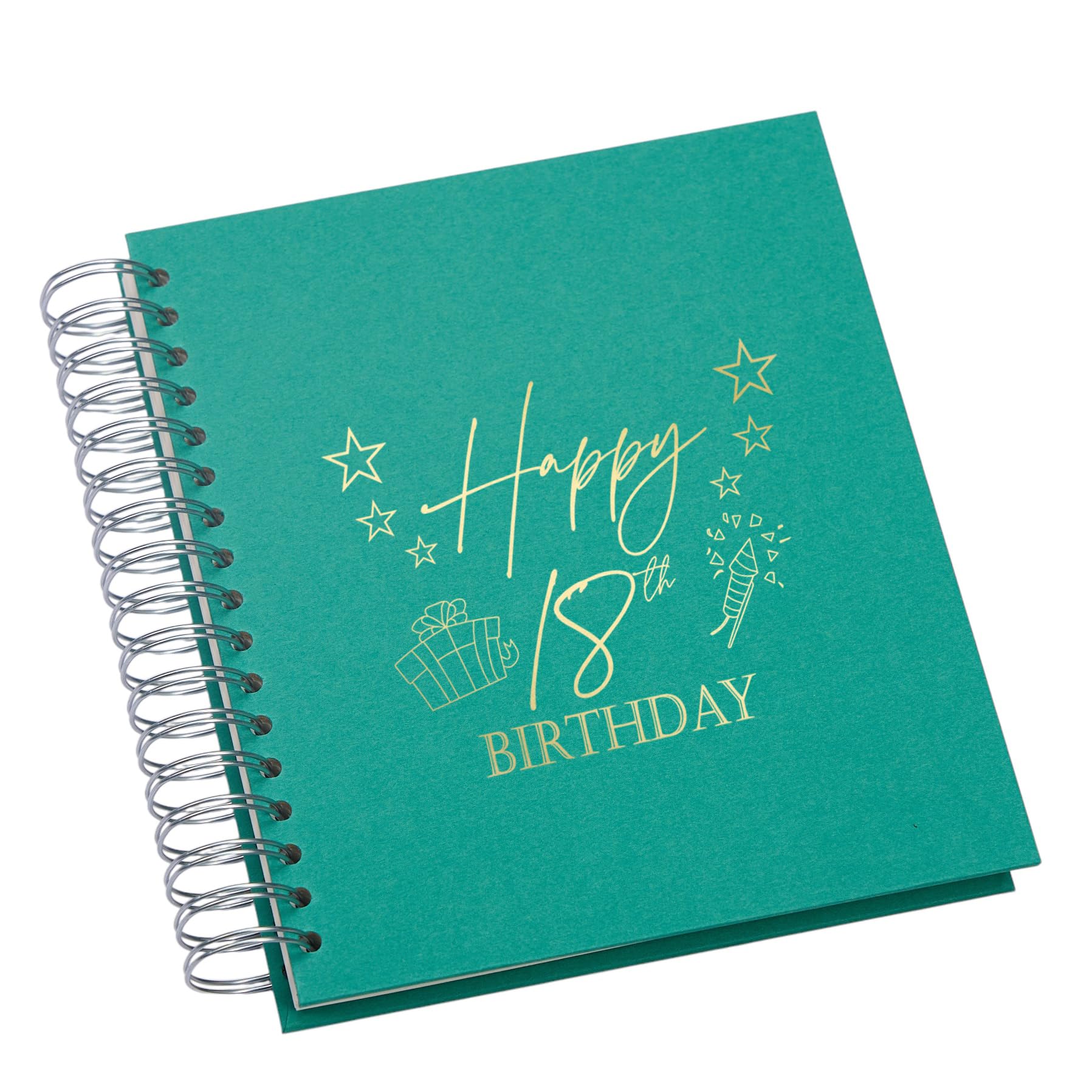 Large 18th Birthday Photo Album Memory Keepsake, Present Design, Multiple Colour Options, Fits 6x4 or 5x7 Photos (Emerald Green, 5 x 7 Inch)