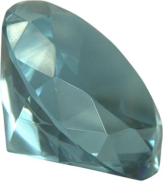 Ruby Glass Diamond Shaped Paperweight Aquamarine