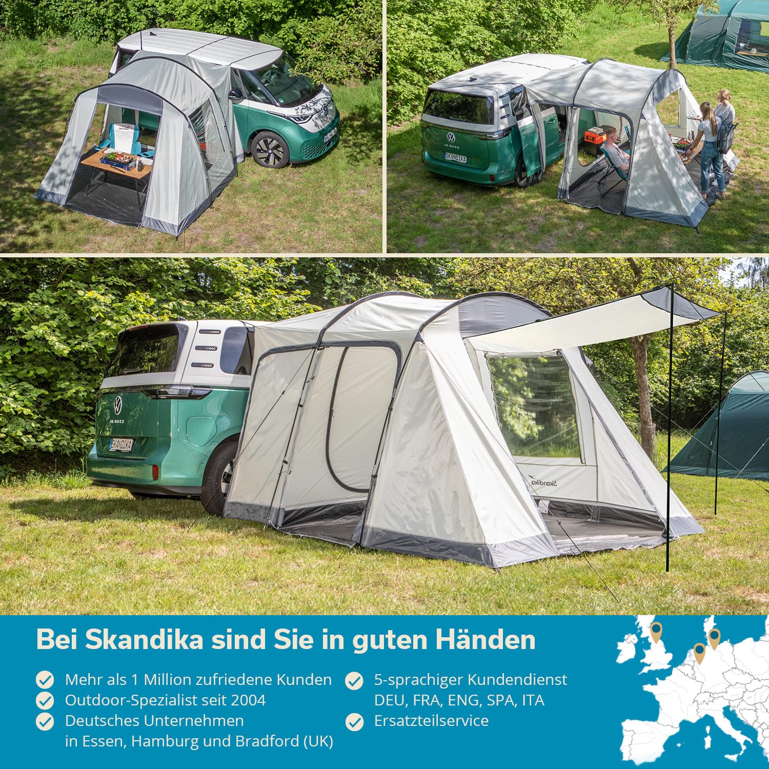 Skandika Balestrand Van Protect Tienda de campaña túnel | para 2-4 Personas, Suelo de la Tienda Cosido, Impermeable, Columna de Agua de 3000 mm, mosquitera | Tienda de campaña para monovolumen