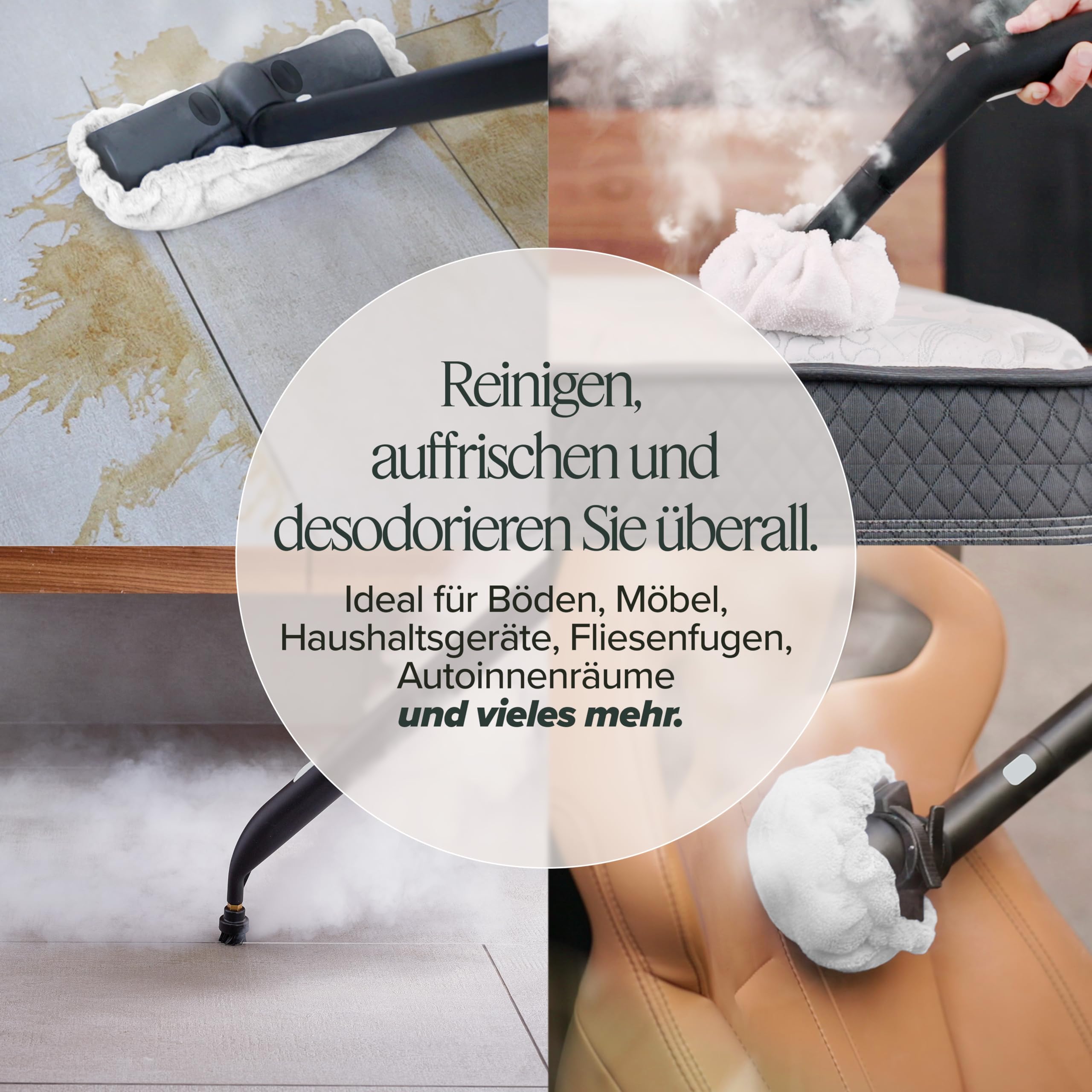 Dupray Neat Dampfreiniger – leistungsstarker Multifunktions-Dampfreiniger für Haus, Böden, Fliesen, Fugen, Möbel, Matratzen, Fenster, Autos & mehr (Neat + 17 Zubehörteile)