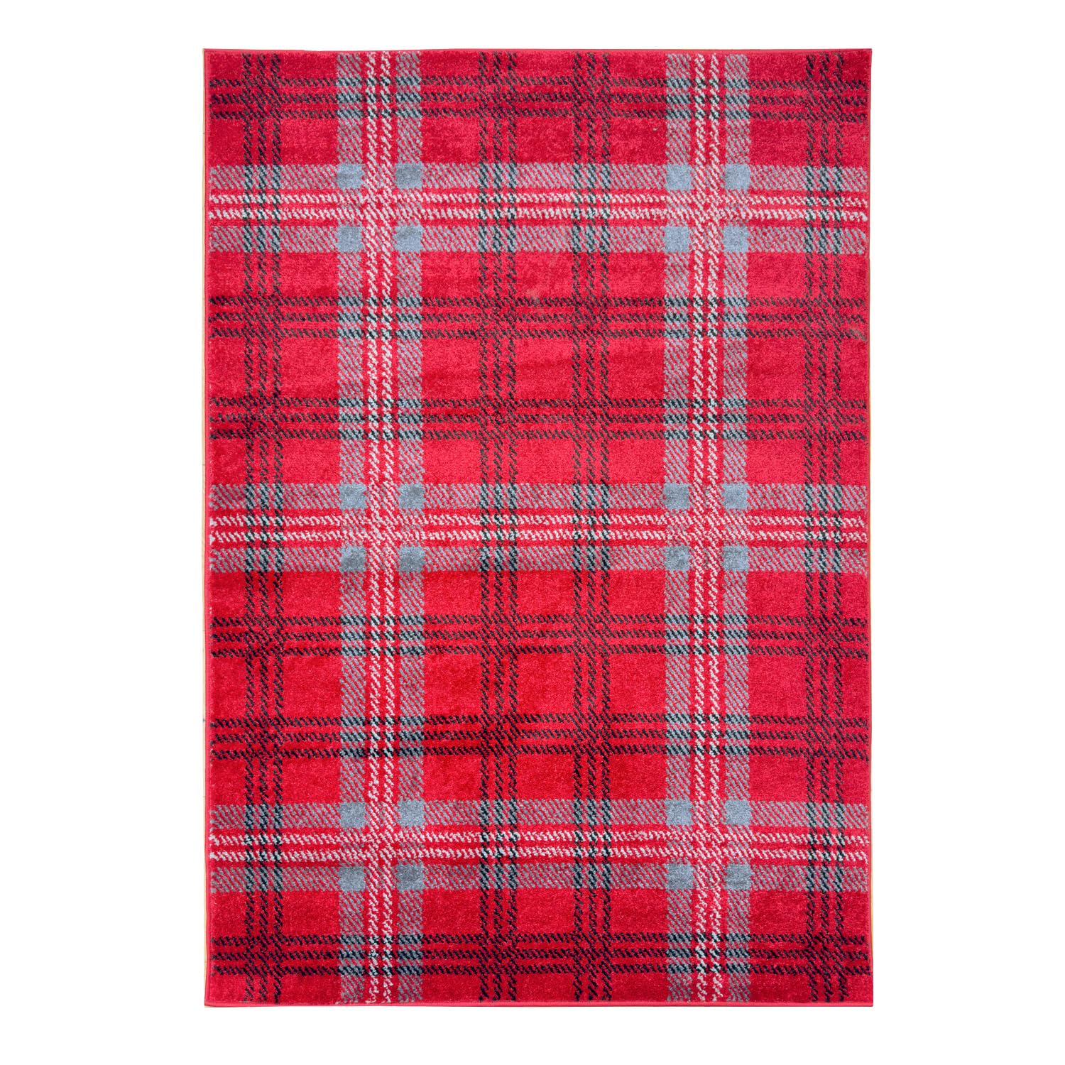 Home Republic Classic Tartan Check Area Rug for Living Room Bedroom Anti-Skid Backing modern Highland Check (Red, 120 x 170 cms)