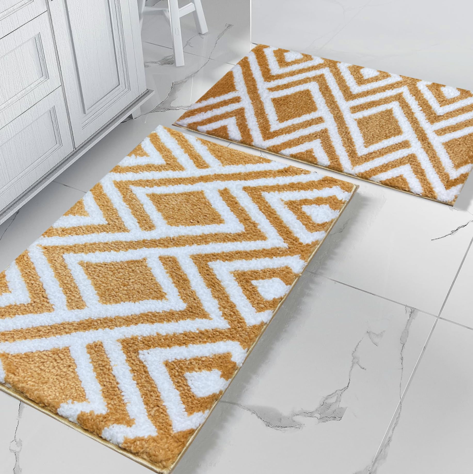 Roseate Egyptian Super Soft (40x60 cm) Microfibre Solid 2000 GSM Bath Mat Super Absorbent Anti Skid Mats for Bathroom/Bedroom/Kitchen/Door Mat/Floor Mat (Beige) Pack of 2