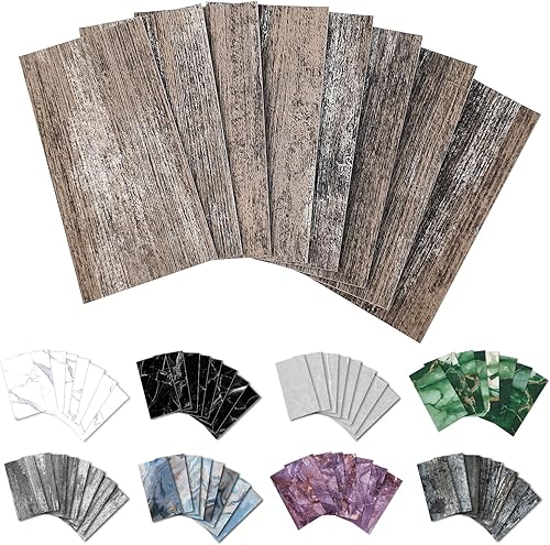 Vista 17 de URCOLOR 32 unidades de azulejos de PVC para pelar y pegar, 4 x 8 pulgadas, rústico blanco pizarra en azulejos para cocina, baño, lavadero, caravana