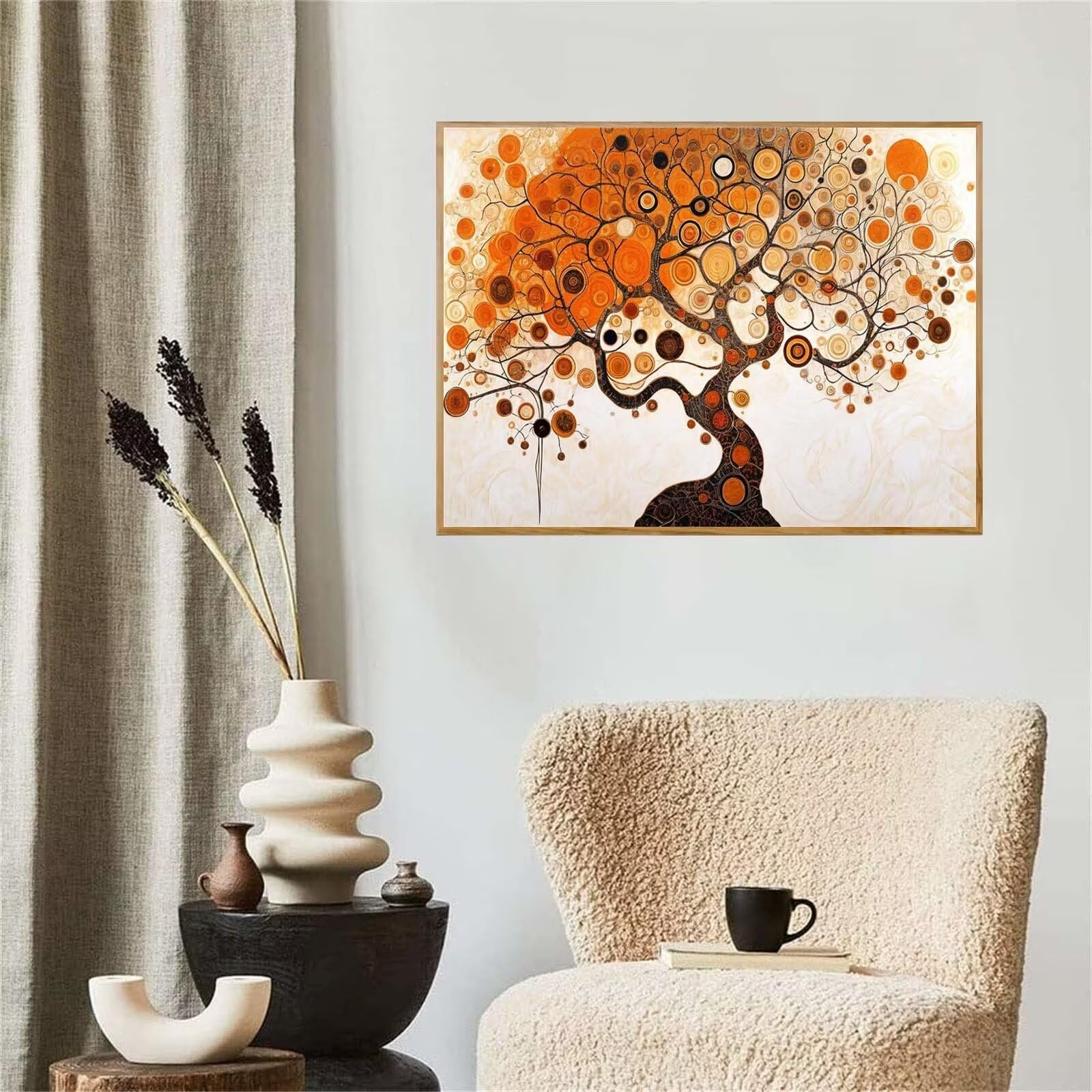 Malen Nach Zahlen abstrakt Paint by Numbers 90x120cm,DIY Kreativ Bastelset Erwachsene,Baum Malen Nach Zahlen Kinder Anfänger,mit 3-Pinseln und Acrylfarbe,Haus Dekor,Geschenk Mädchen,Ohne Rahmen,YF-286