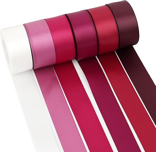 MAYREEL Cinta de satén burdeos de 1 pulgada de color rojo oscuro para envolver regalos, manualidades, bodas, despedidas de soltera, fiestas,