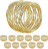 URWOOW Gold Twisted Wire Mesh Napkin Rings, 12 Pack - Elegant Alloy Holders for Weddings, Dinner Parties, Holidays & Table Decor