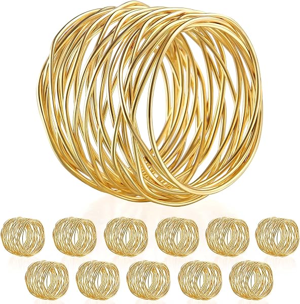 Twisted Wire Mesh Napkin Rings Set of 12 in Gold
