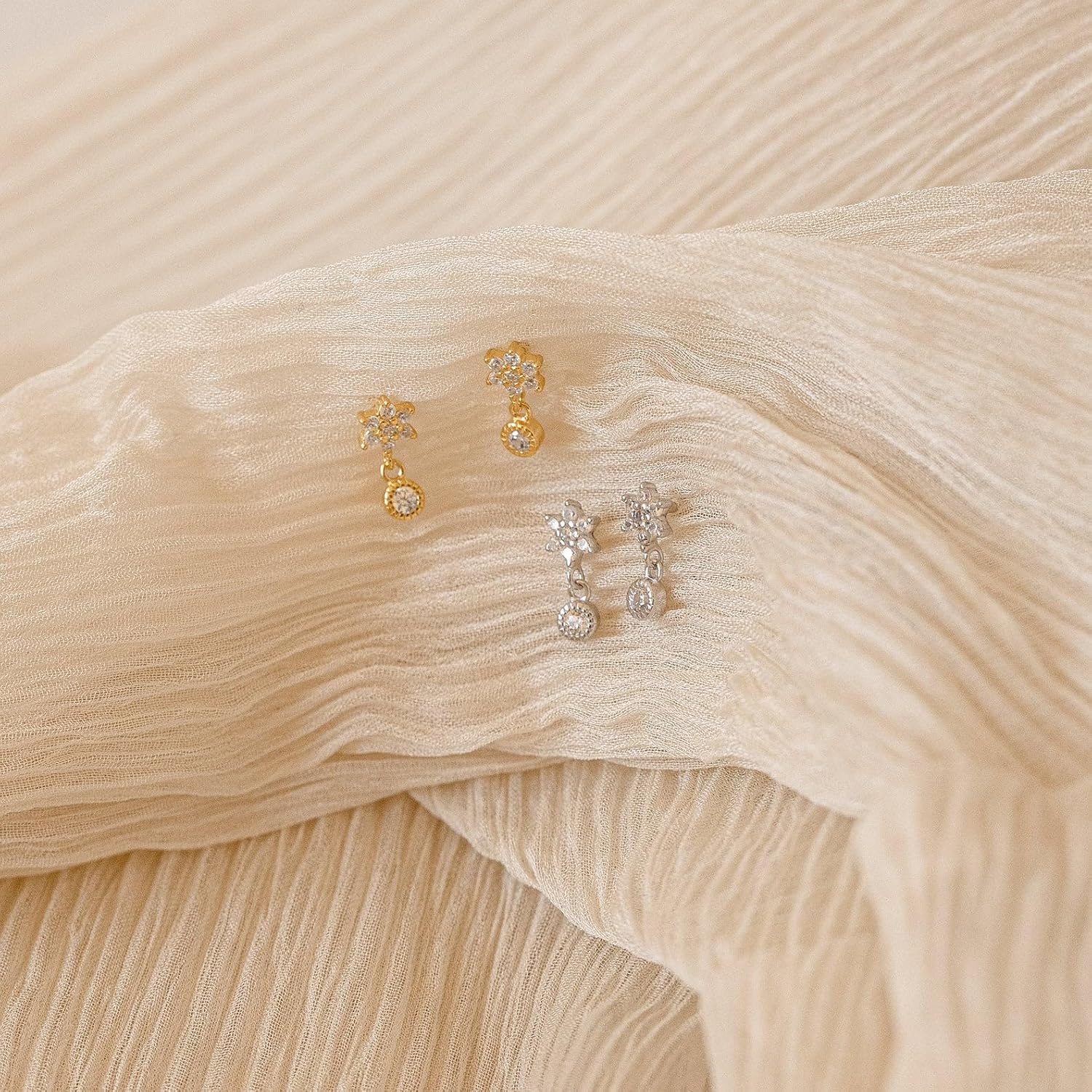 Dainty Gold Drop Stud Earrings for Women, Minimalist Cartilage Earrings, Stacking Tiny Dangle Studs, 18K Gold Plated Silver Jewelry, Gift for Her
