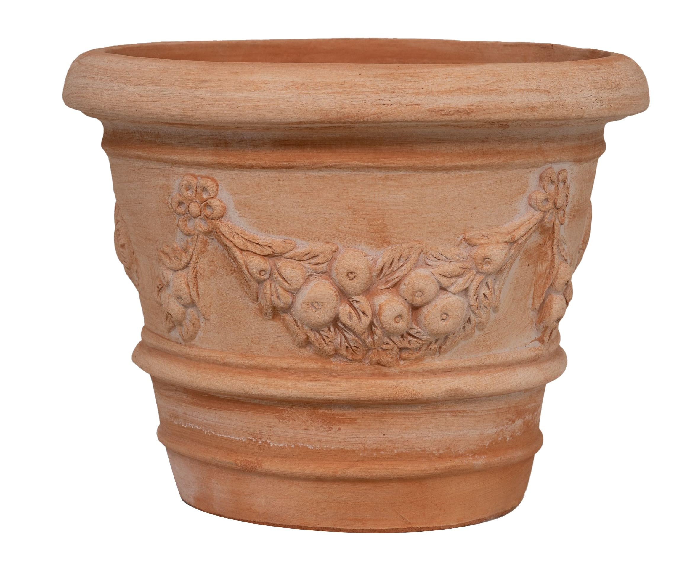 Biscottini Macetero de Terracota Toscana L 40 x PR 40 x H 29,5 cm - Macetas de Terracota Grandes para Exterior e Interior - Maceta de Exterior Grande, Fabricada en Italia