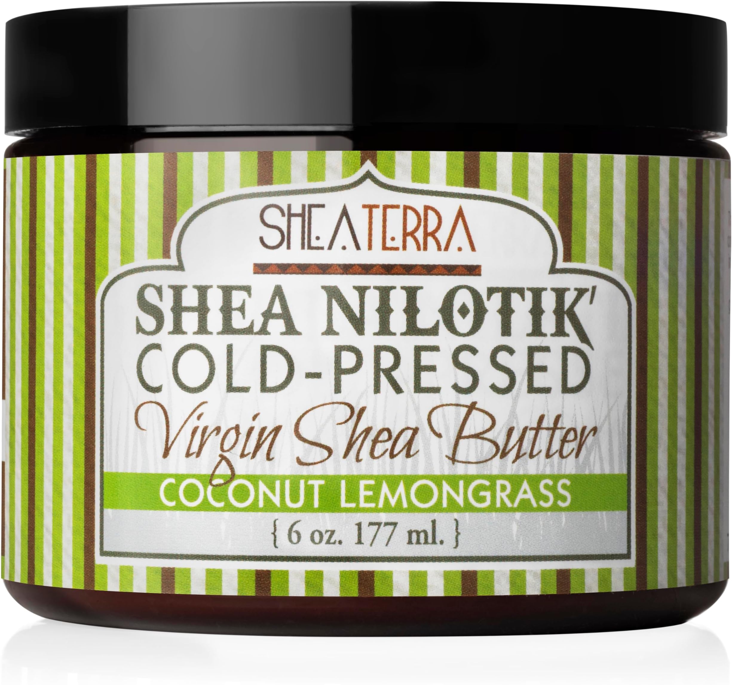 Shea Terra Organics 100% Organic Cold-Pressed Virgin Shea Butter – Coconut Lemongrass | Natural Anti-Aging Daily Skin, Nails & Hair Cream to Soften Dry Skin, Reduce Wrinkles & Stretch Marks – 6 oz