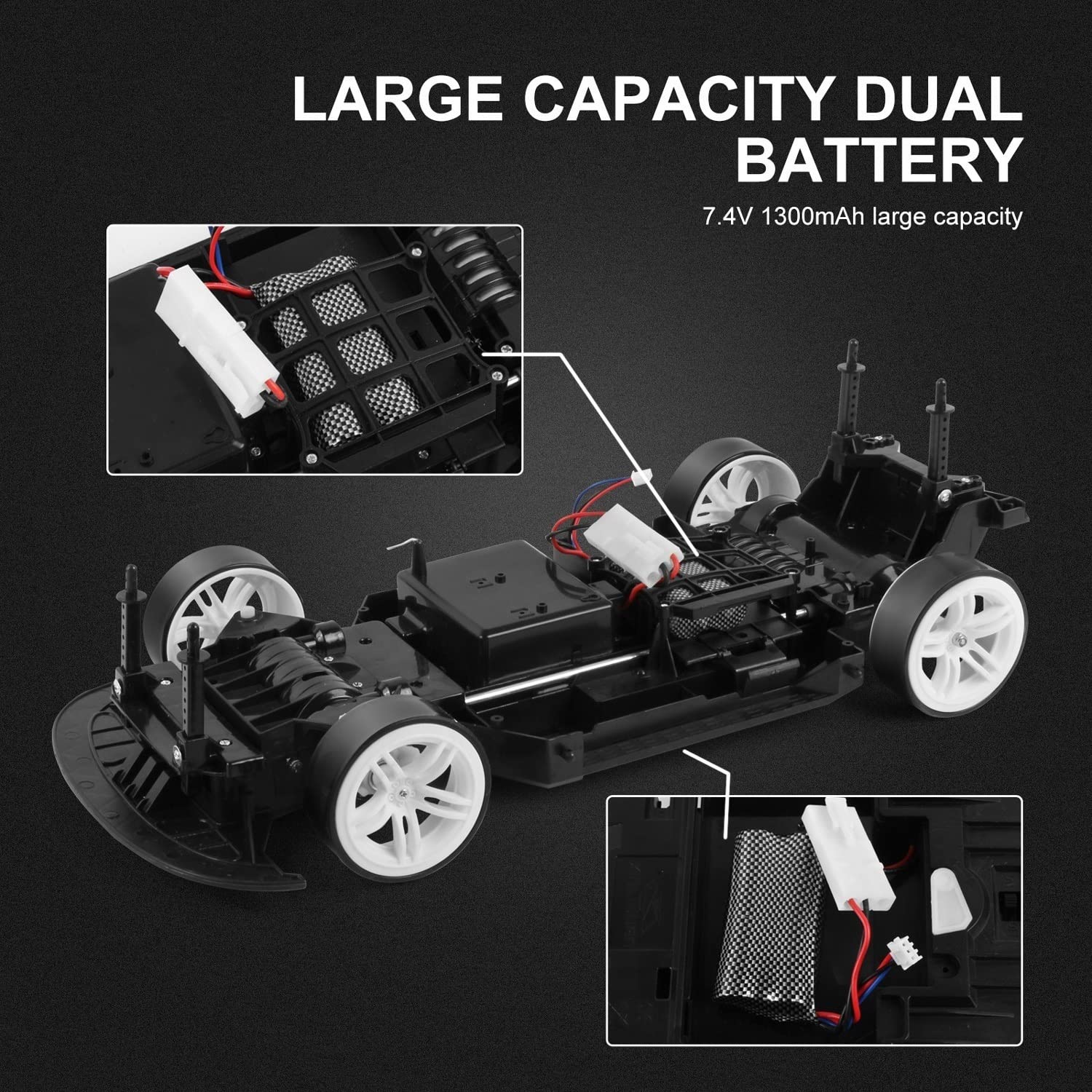 WOLWES Auto telecomandata in scala 1/10, auto da corsa telecomandata ad alta velocità da 70 km/h, grande camion RC alla deriva, macchinina elettrica 2.4G, veicolo RC a quattro ruote motrici e 2 batter