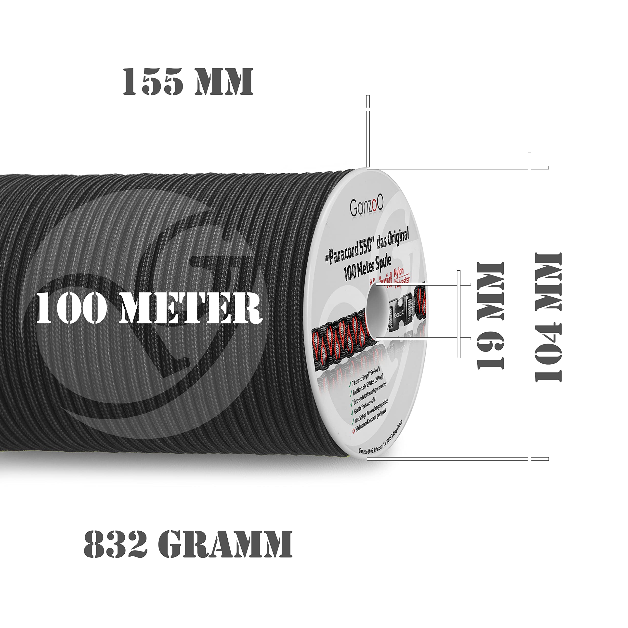 Paracorde 4 Mm - 60 Mètres, Résistance 250 Kg, 100% Nylon, Pour Camping, Survie, Laisse Chien, DIY