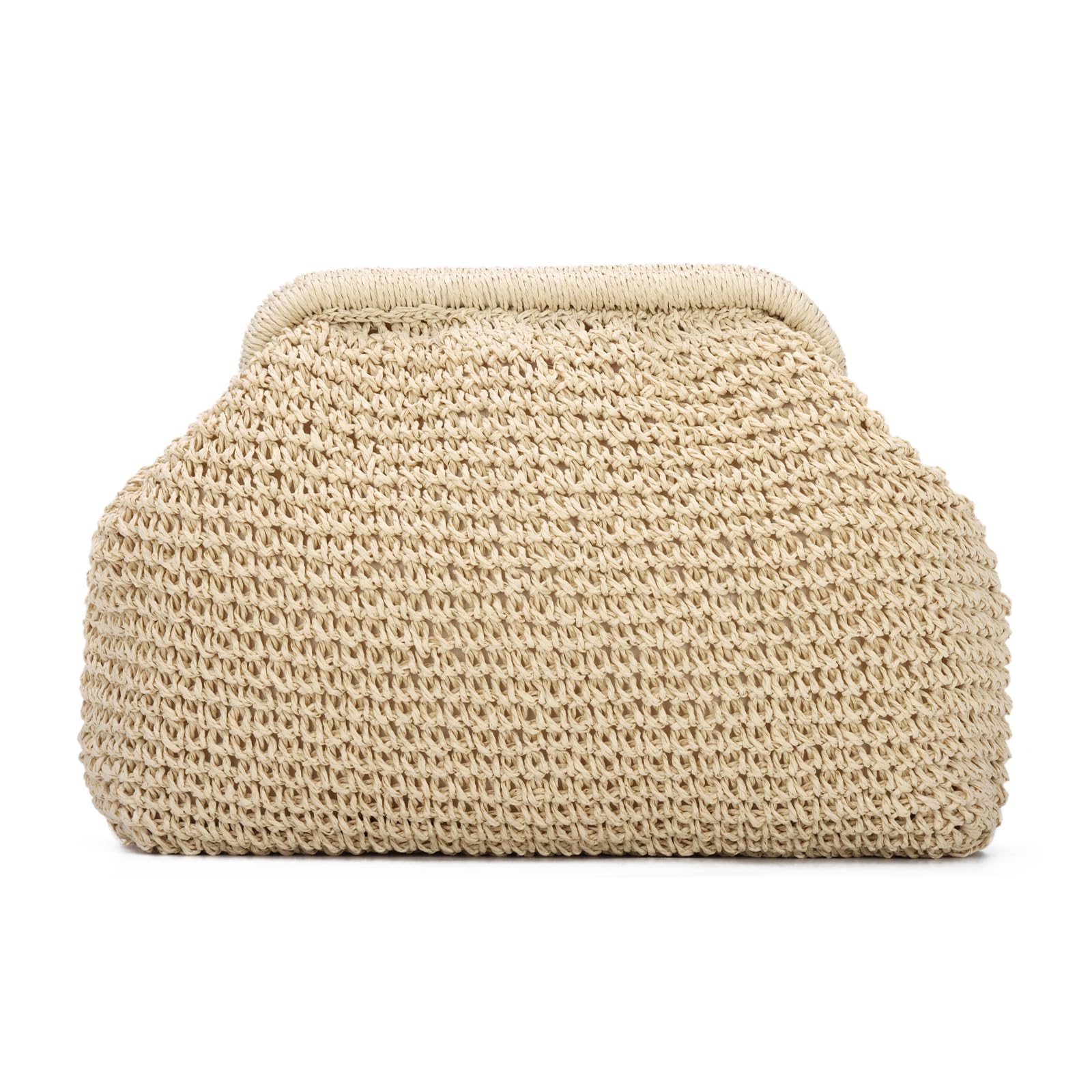 Borsa della frizione della paglia per le donne, Cloud Dumpling Pouch Borsa della spiaggia di estate