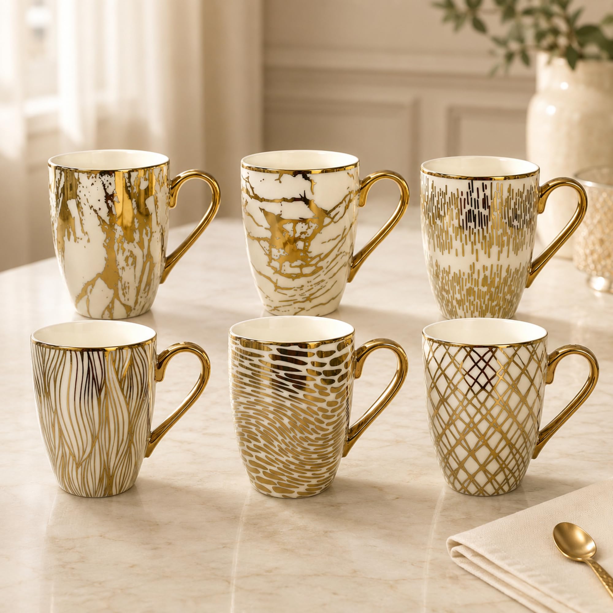 Amazon.com: Matrix Gold Porcelain Coffee & Tea Mug Set – Premium