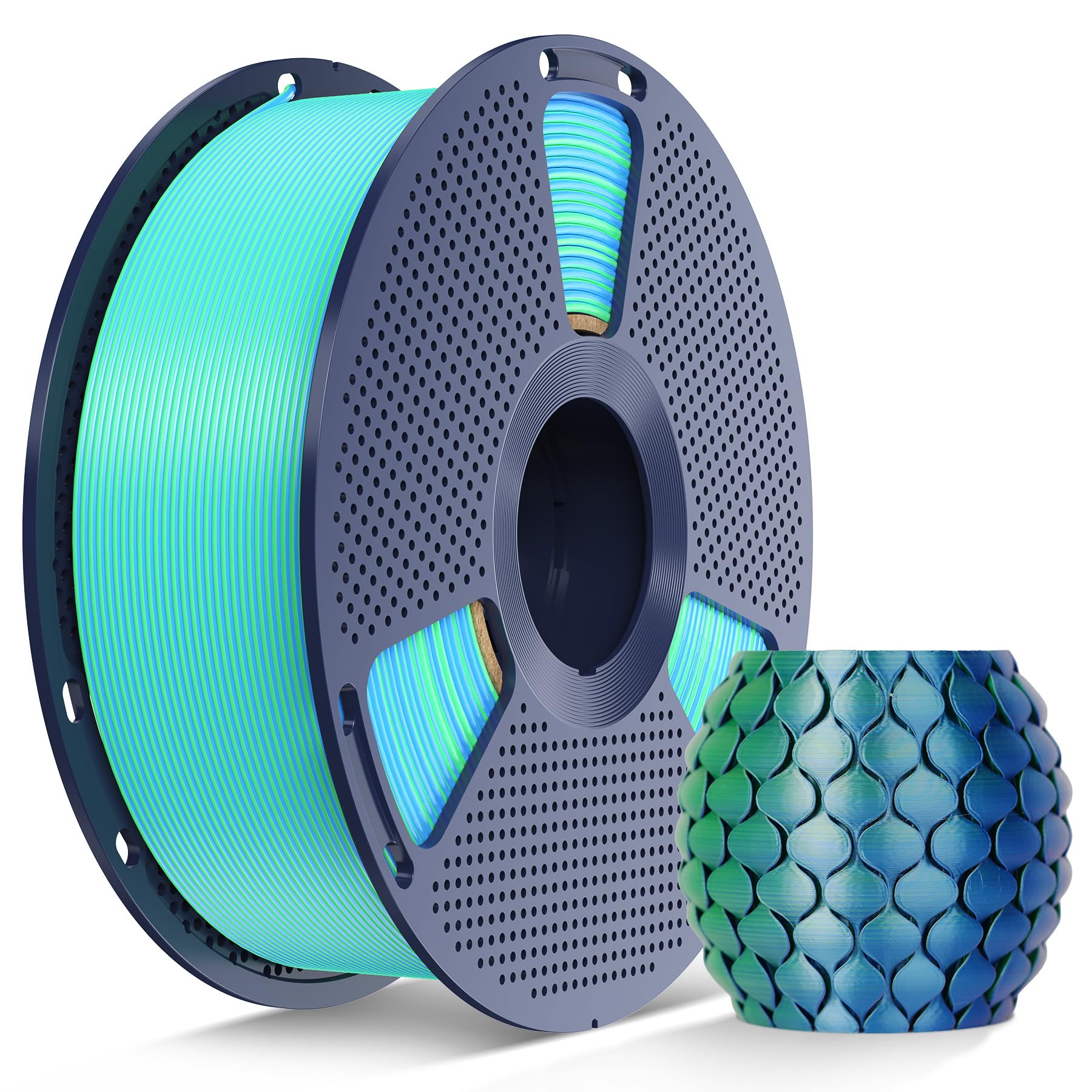 SUNLU Silk Dual Color PLA Filament, 1KG, Silk Dual Color (Blue Green)