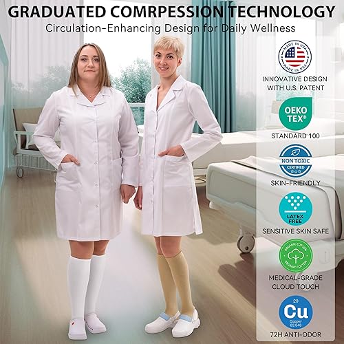 Miniatura 5 de NEWZILL Calcetines de compresión de 15-20 mmHg para hombres y mujeres, calcetines cómodos de algodón, las mejores medias para correr