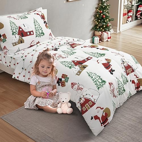 Miniatura 2 de PHF Juego de ropa de cama infantil de 4 piezas, ultra suave, incluye edredón, sábana bajera, sábana encimera y funda de almohada para niños y niñas,