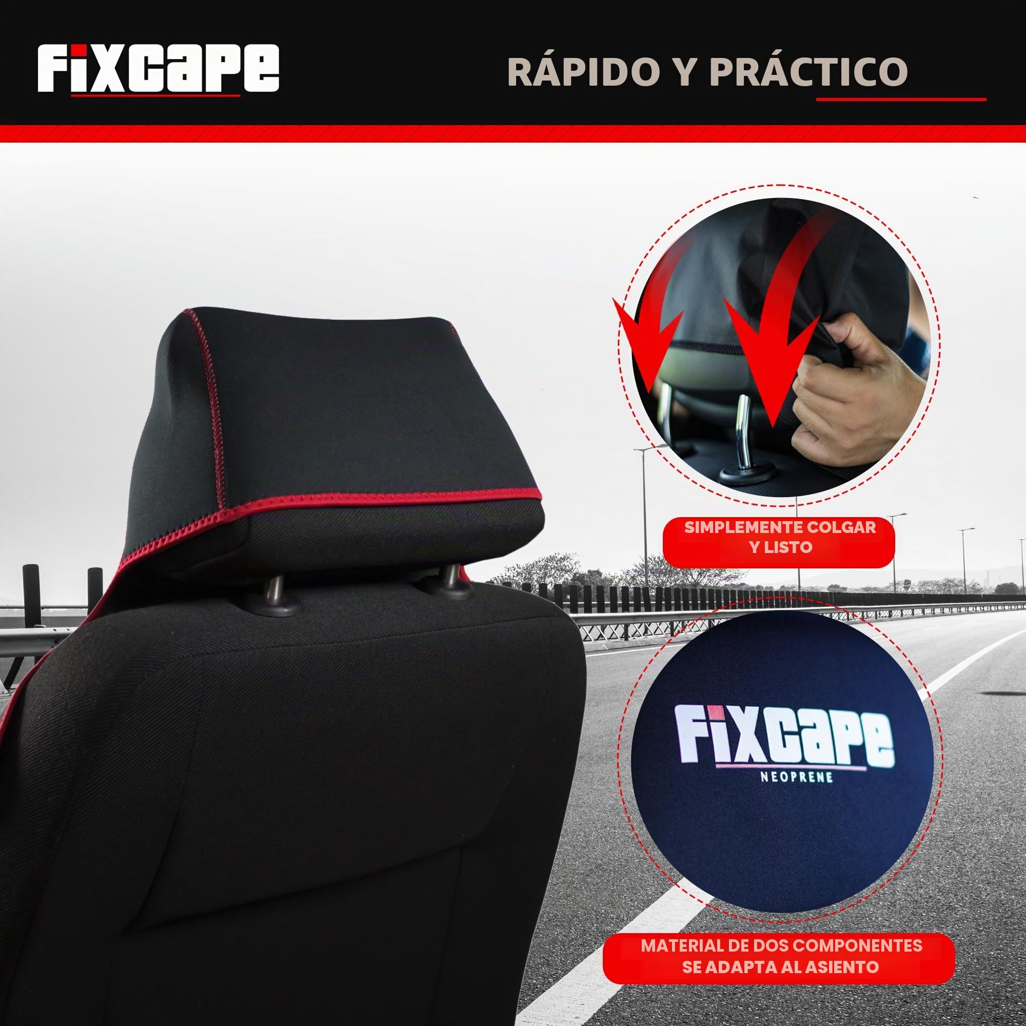 fixcape 4260339410093 Neopreno Funda para Asientos Coche Universal Impermeable