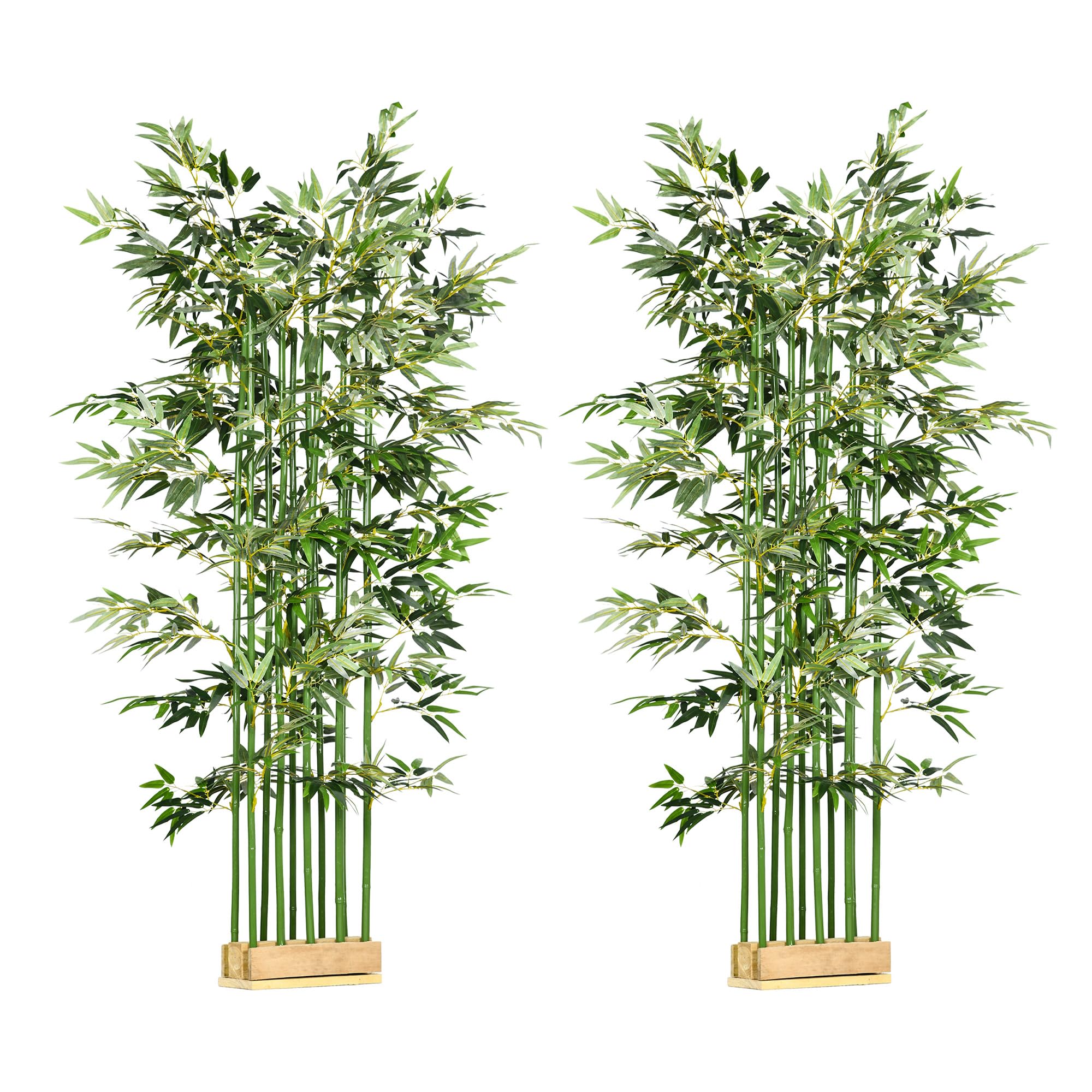 HOMCOM Bambú Artificiales Pack de 2 180 cm 1640 Hojas 35x10x180 cm Verde