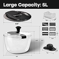 Vista 3 de Joined Centrifugadora Grande para Ensaladas y Cortadora de Mandolina 6 en 1, Centrifugadora de Lechuga Multiuso con Drenaje, Tazón y Colador