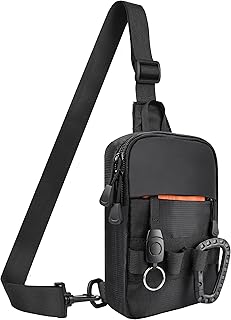 DEYACE Mens Sling Bag, YKK Zippers Small Crossbody Bag for Hiking Travel Work, Water Resistant Utility EDC Mini Chest Bag