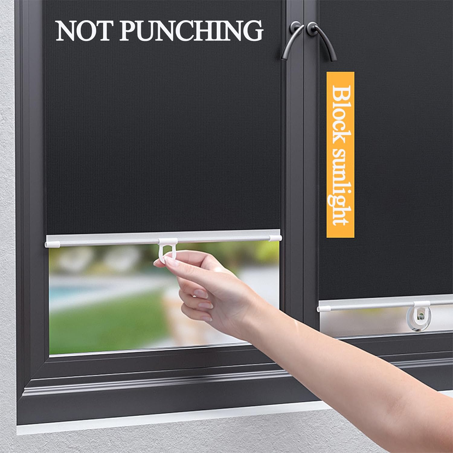 No Drilling Retractable Roller Window Shades (2 Pack), Suction Cup Window Shade Removable Blackout Window Cover Easy to Install for Living Room Bedroom Car Window Office Bathroom (19.6"x49")