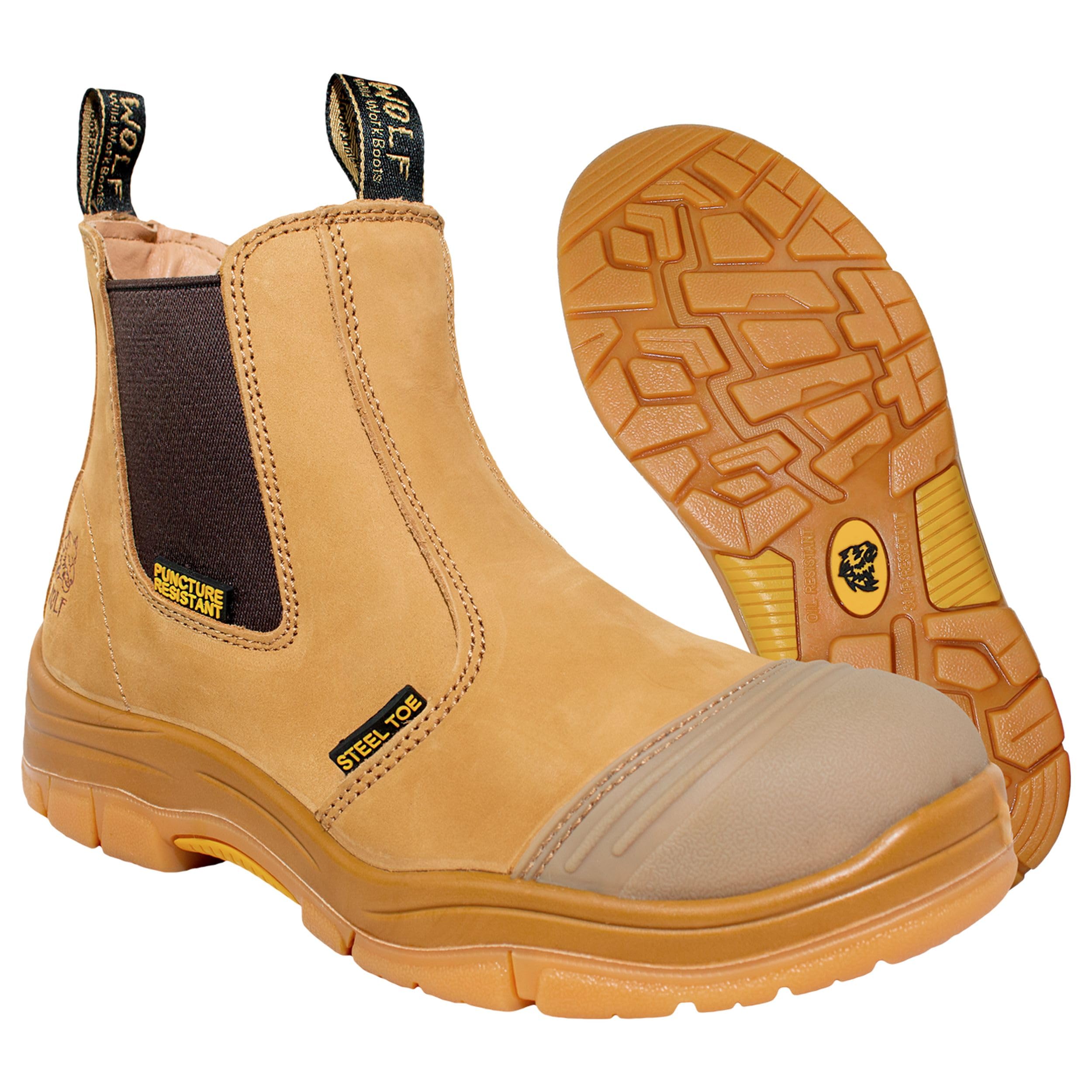 WOLF Work Boot | 100% Genuine Upper Leather | Oil, Slip, Impact, Puncture Resistant | Electrical Hazards | Non-Slip Rubber Sole