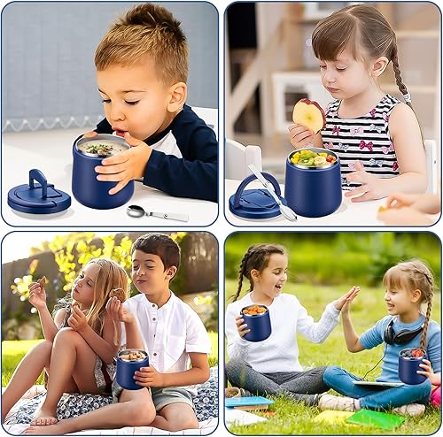 Miniatura 8 de Tarro de comida aislado al vacío de 20 onzas con tapa de hebilla, termo de sopa para comida caliente para niños, boca ancha, a prueba de fugas, de
