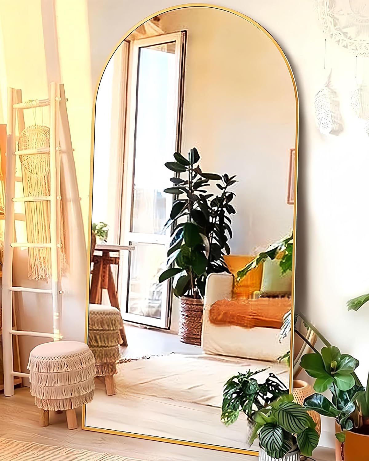 Arched Floor Mirror - Full Length 76"x34", Oversized Wall Mirror for Bedroom & Living Room, Large Gold Standing Mirror, Durable Framed Floor-Length Mirror - Image 3