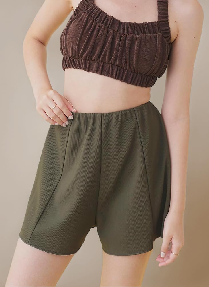 Amazon | [シードレス] ハイウエスト シンプル ショートパンツ