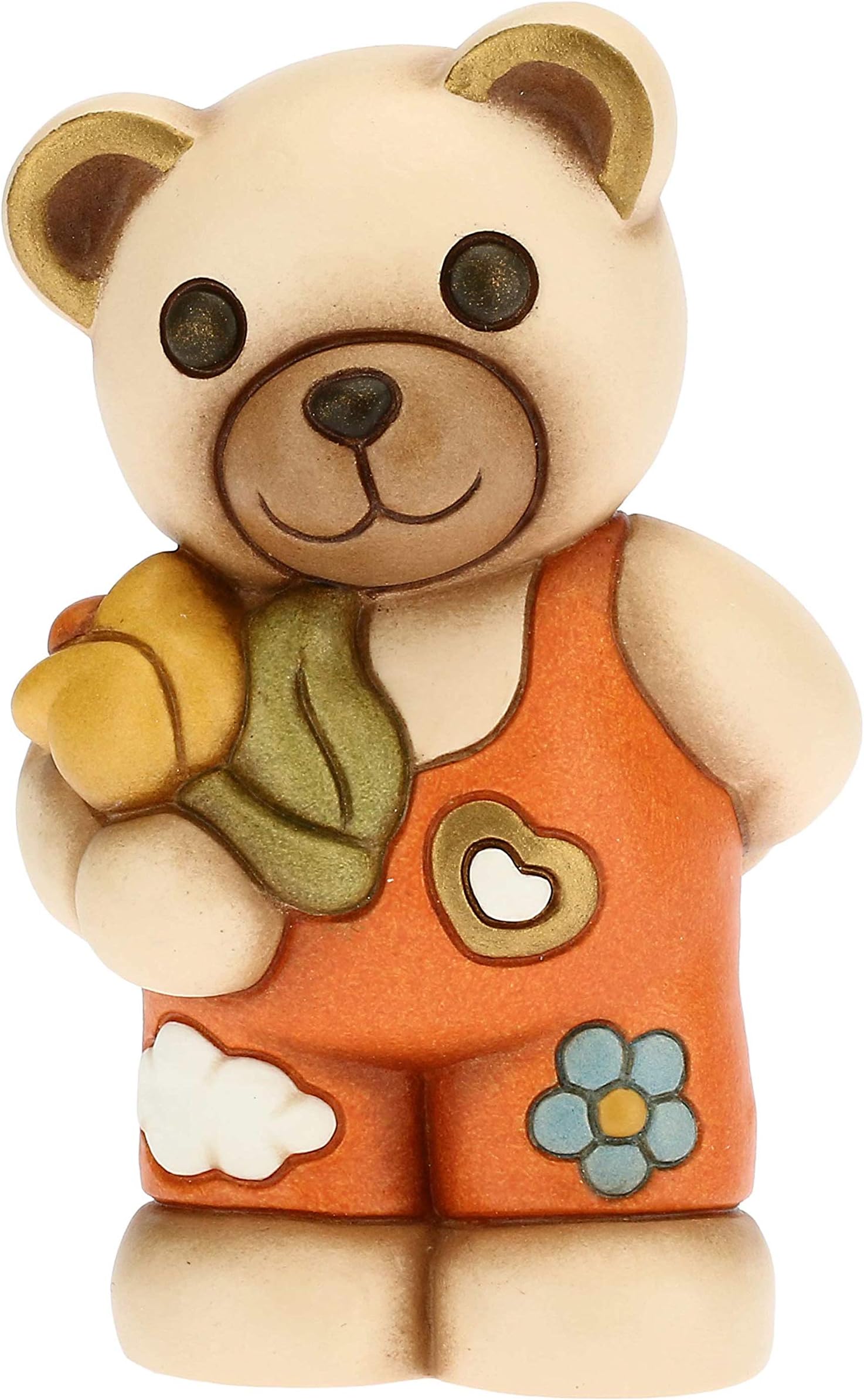 Orso Teddy Oliver THUN Con Tulipano - Soprammobile In Ceramica Dipinto A Mano - 14,3 Cm - Foto 3
