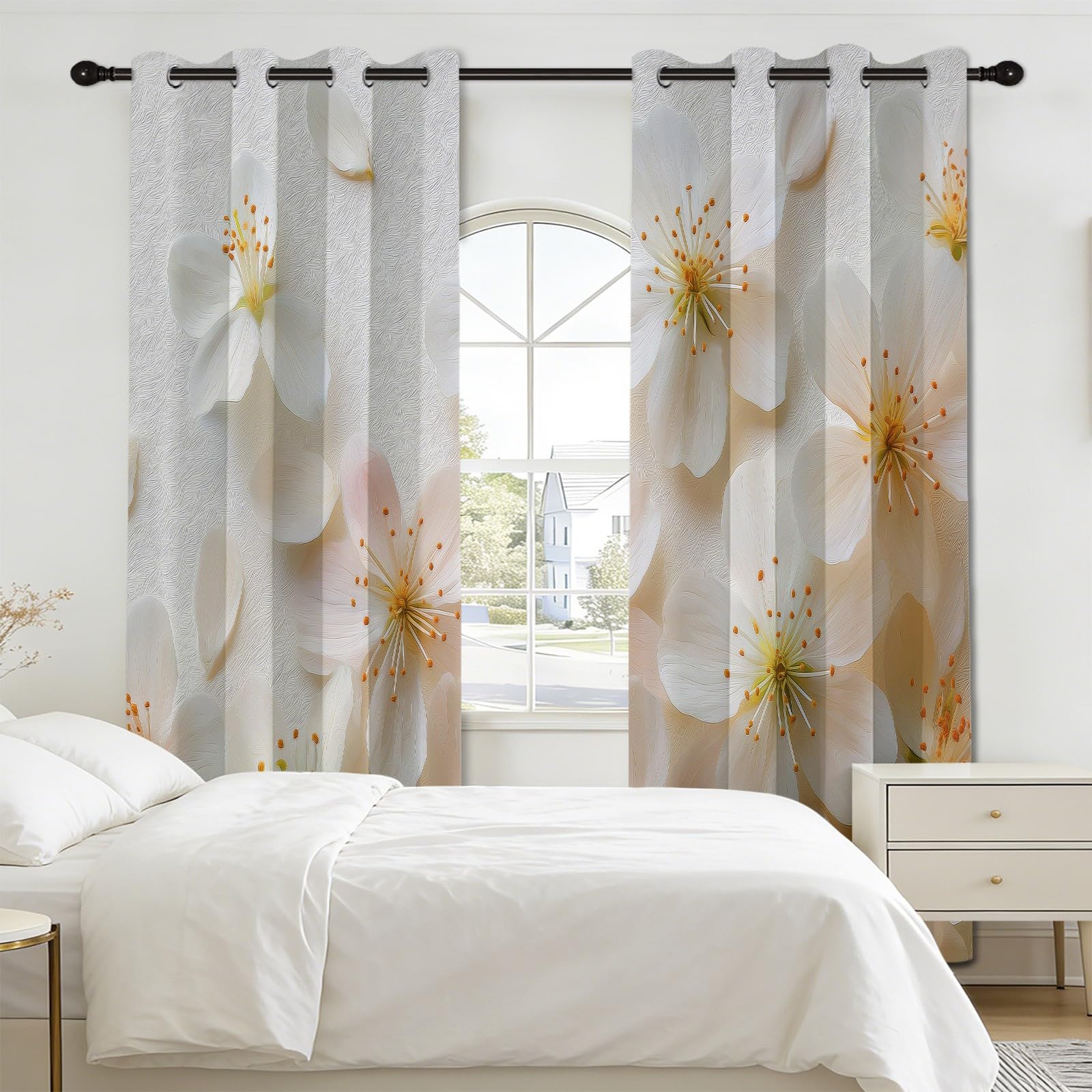 Cortinas opacas, color blanco, 116 x 183 cm, 2 paneles