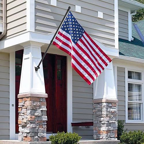 Miniatura 7 de YeYeBest Mástil de bandera, kit de poste de bandera de 5 pies para casa, 2 clips de anillos sin enredos, soporte para bandera, acero inoxidable,