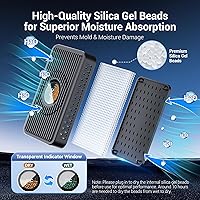 Vista 2 de Paquete de 2 deshumidificadores desecantes recargables para almacenamiento con cable USB-C, reutilizable, portátil, absorbente de humedad y humedad