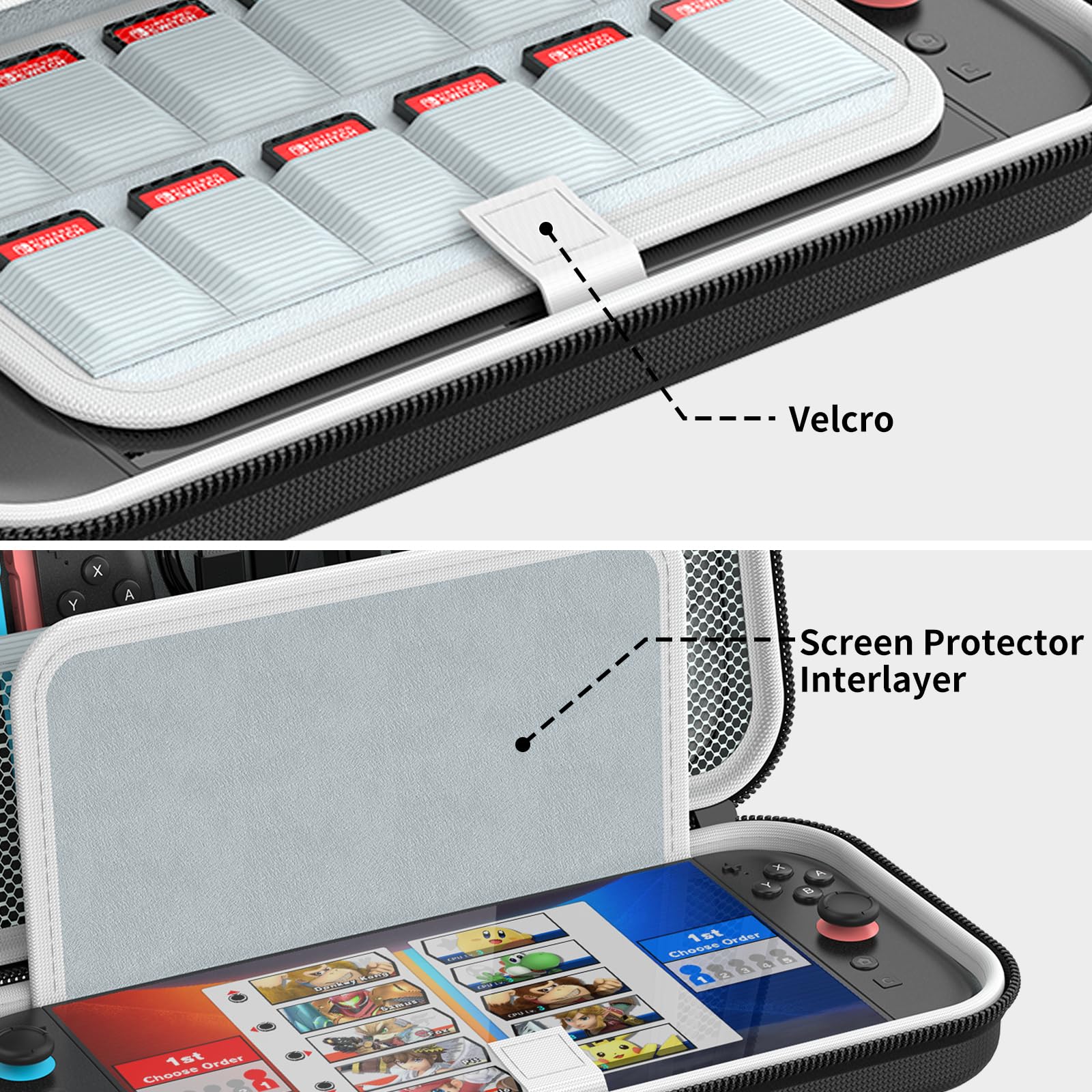HEYSTOP [48 Pezzi] Custodia per Nintendo Switch 2 Custodia da Viaggio Portatile con Protezione Rigida Completa Ampia capacità di Archiviazione e 18 Slot per Schede di Gioco per Accessori Switch 2