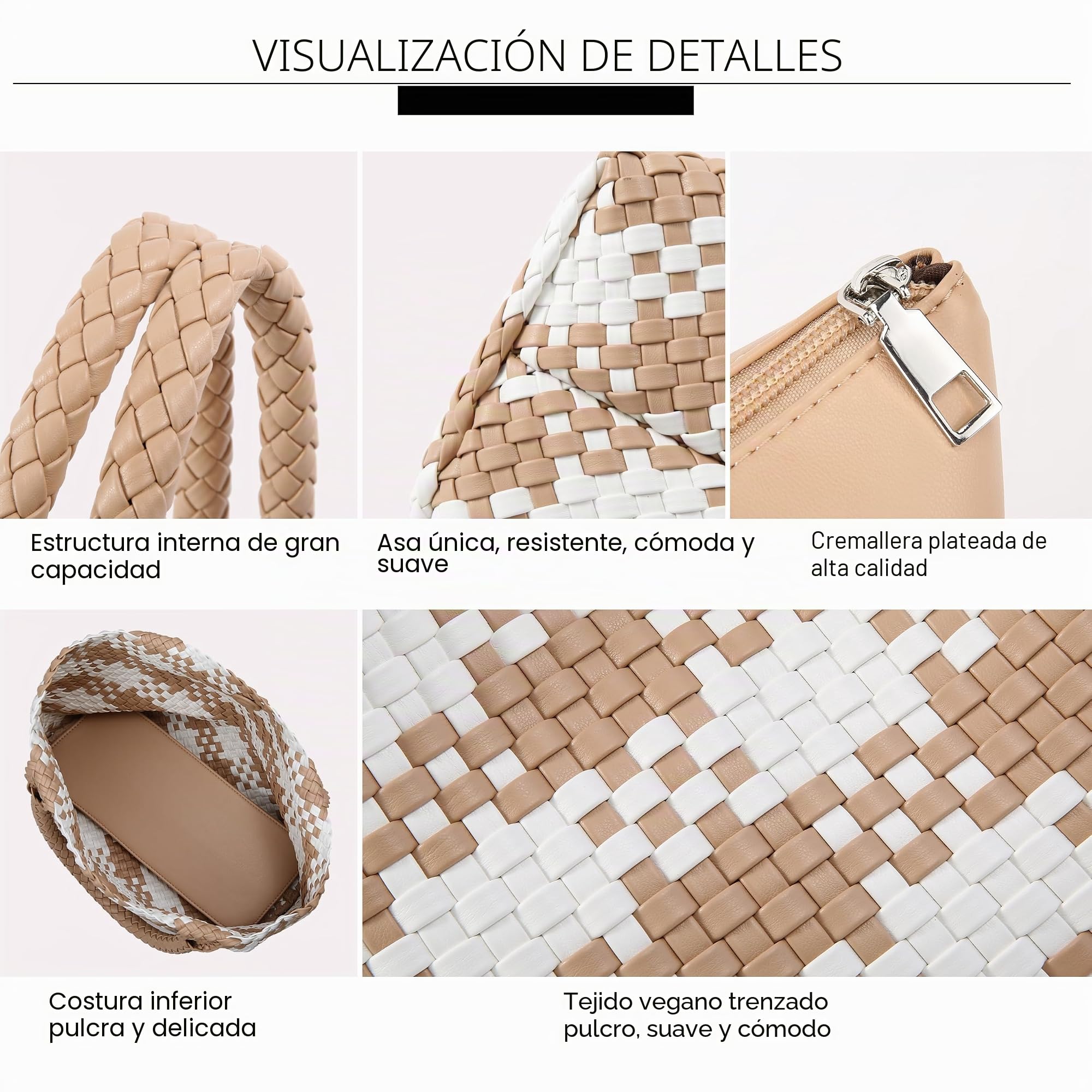 Queenoris Bolsa tejida 1135 para mujer, hombro, bolsa HOBO
