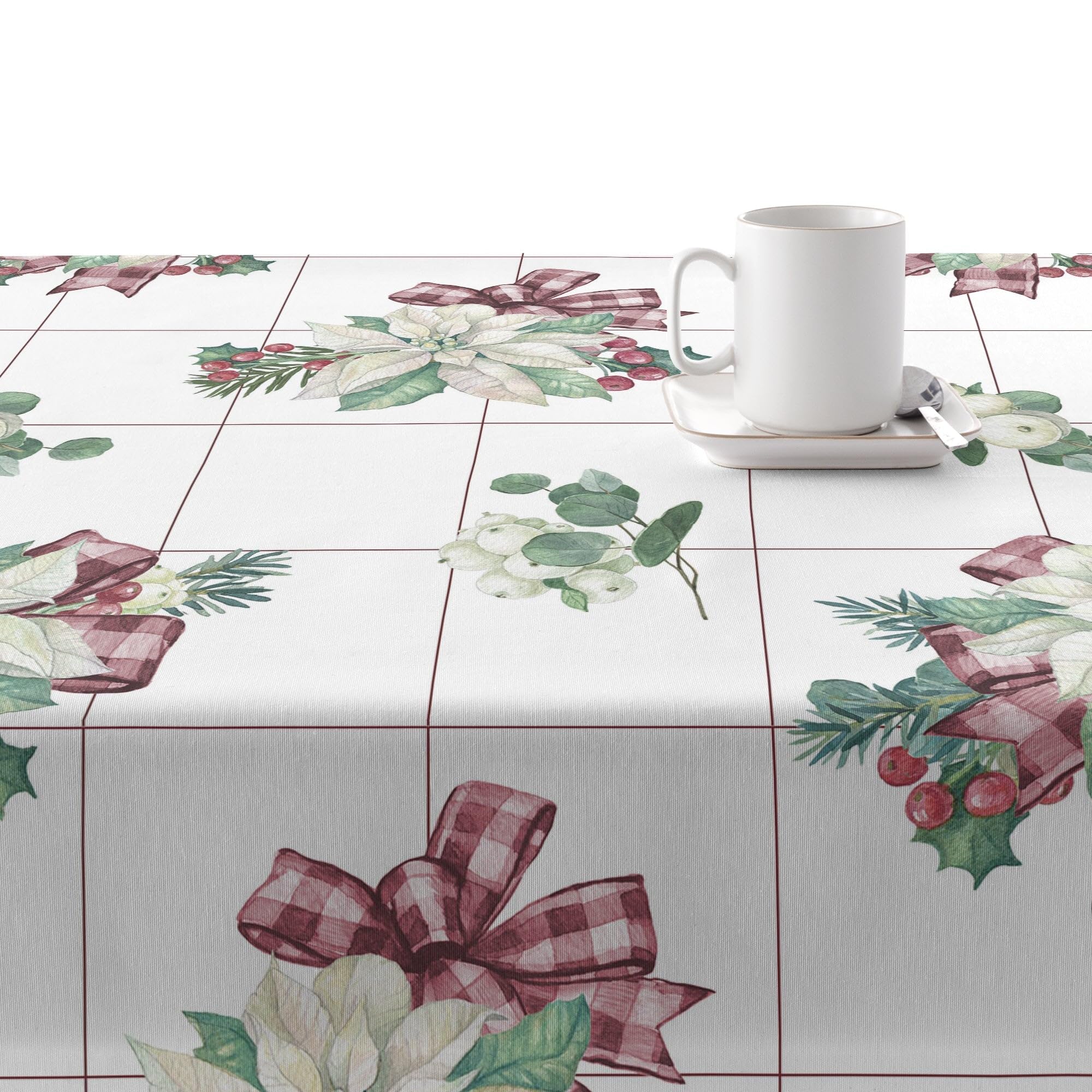 Belum Tischdecke Weihnachten, 200 x 140 cm, 100% Baumwolle, harzbeschichtet, schmutzabweisend, Modell Red Christmas 2