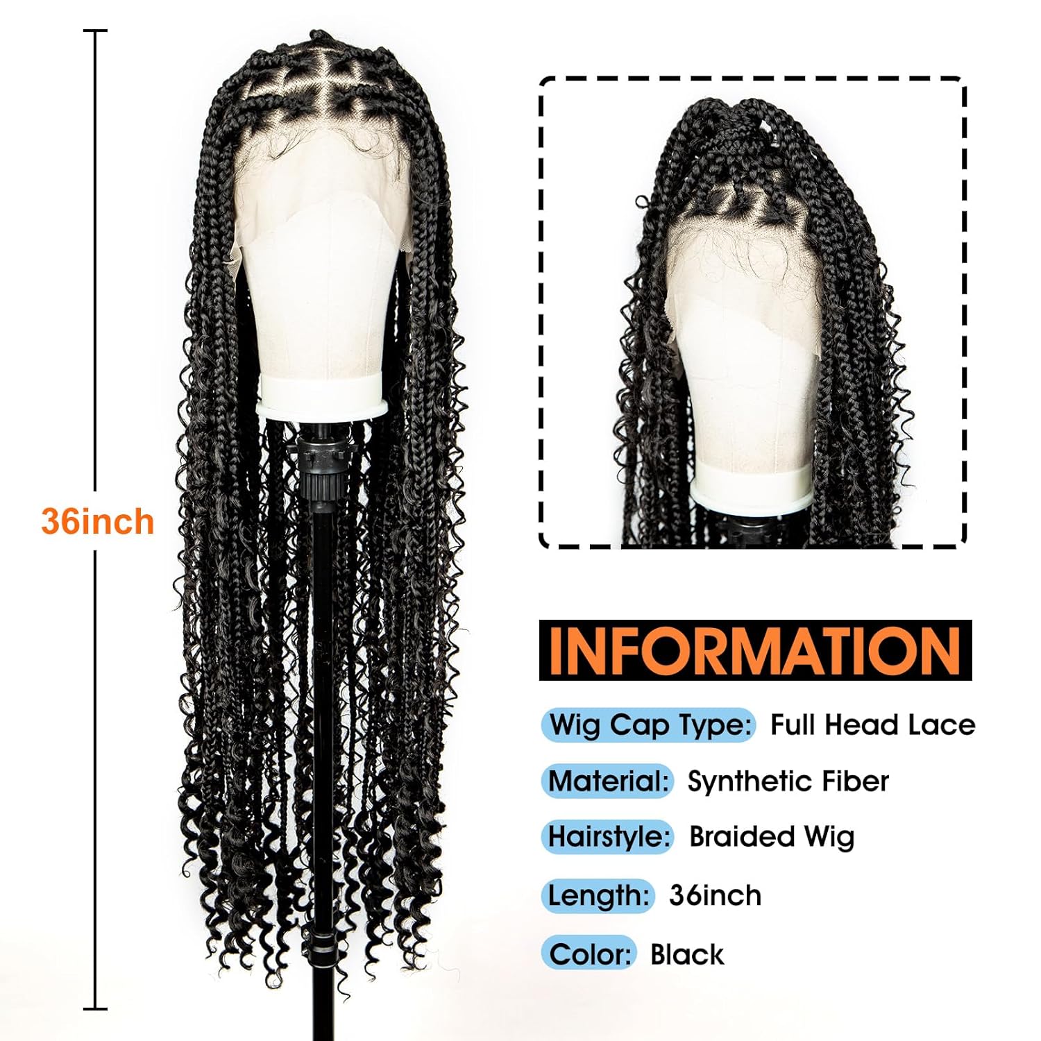 Braided Wigs for Black Women Full Lace Knotless Box Braided Wavy Wave Loc Wig Synthetic Lace Front Braided Wigs with Baby Hair Handmade Faux Locs Wig