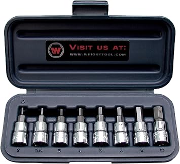 Wright Tool 353 3/8" Drive, Hex Metric Socket Set with Bit 2mm - 10mm (8-Piece)