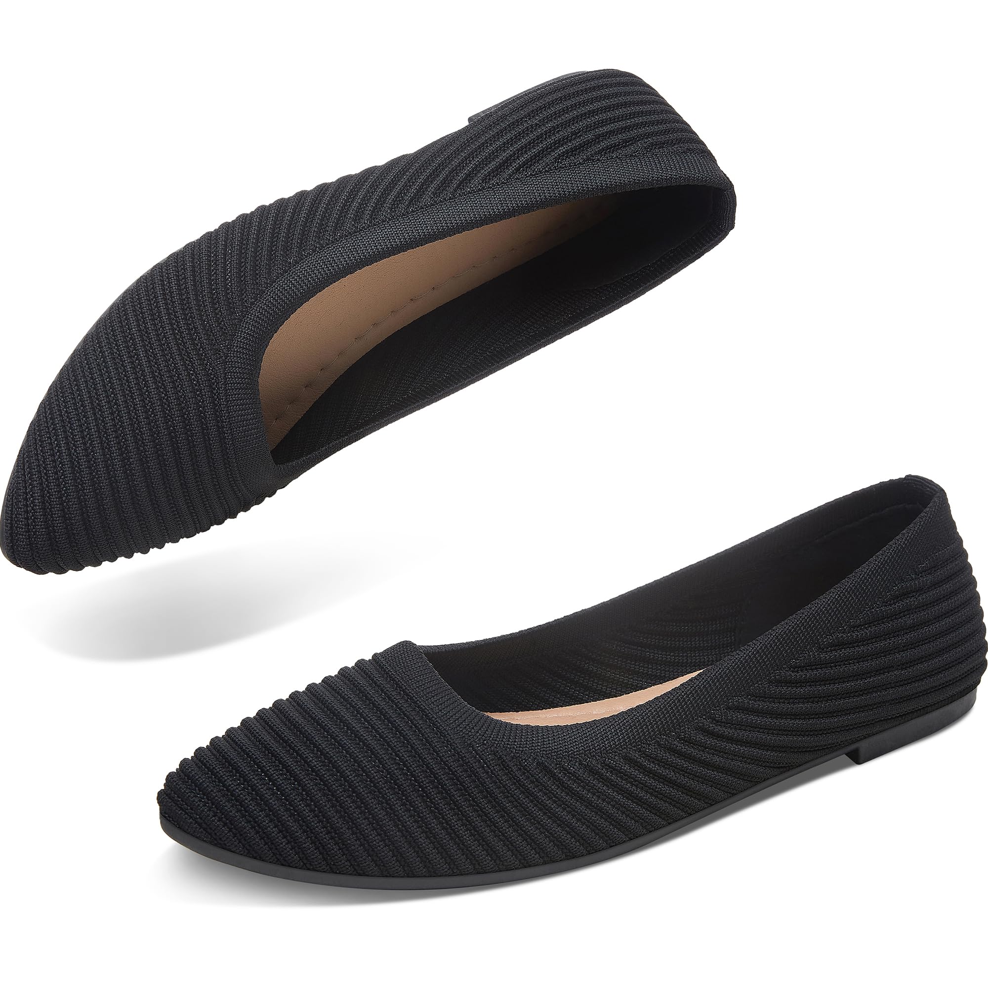ALTOCIS Womens Knit Ballet Flats Ladies Comfortable Pointed-Toe Dressy Shoes Casual Soft Flat Shoes Ballerina Walking Flats Shoes