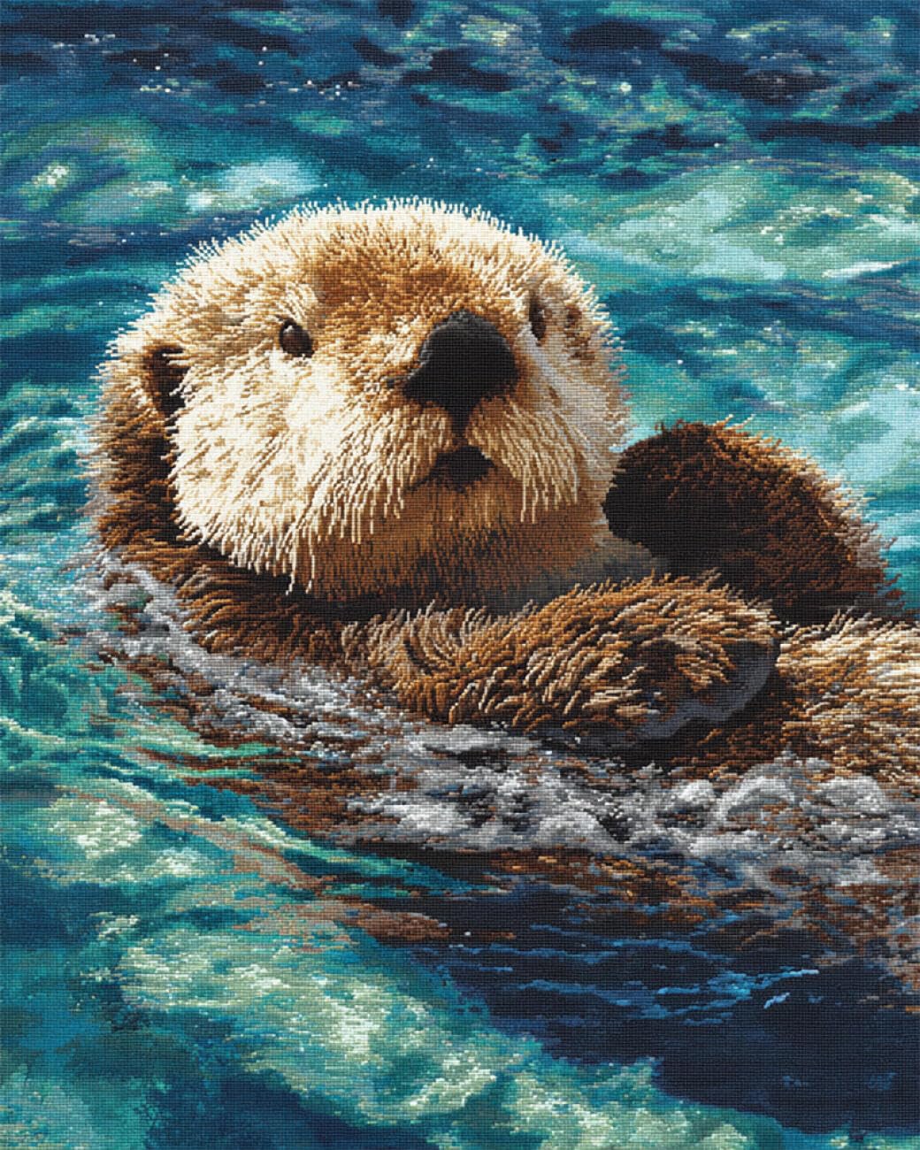 AxiangziK DIY Cross Stitch Kits Water Otter 11CT 60x80cm